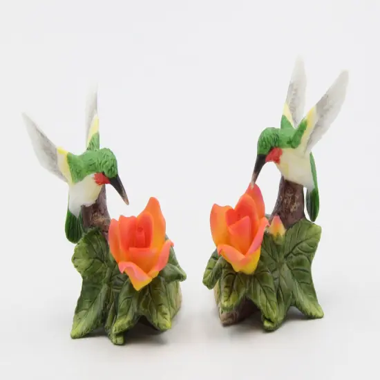 Ceramic Mini Hummingbird with Orange Rose Flower Candle Holder, Home Decor, Table Decor, Gift for Her, Gift for Mom, Birdwatcher Gift {2}