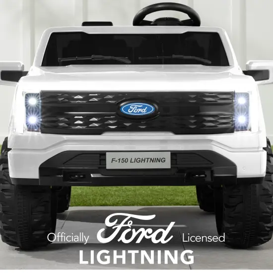Best Choice Products Kids 24V Ride On Truck Officially Licensed Ford Lightning w/ Remote, LED Lights, 2 Speeds White {2}