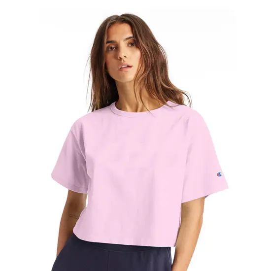 Champion&reg; Ladies Cropped Heritage T Shirt PINK CANDY {3}
