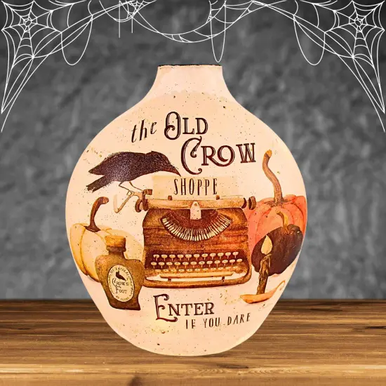 Stony Creek 7.0 Inch Hocus Pocus Pre-Lit Glass Vase Halloween Lighted Glass Accent , Halloween Decor Halloween Novelty Lighting Crow {4}