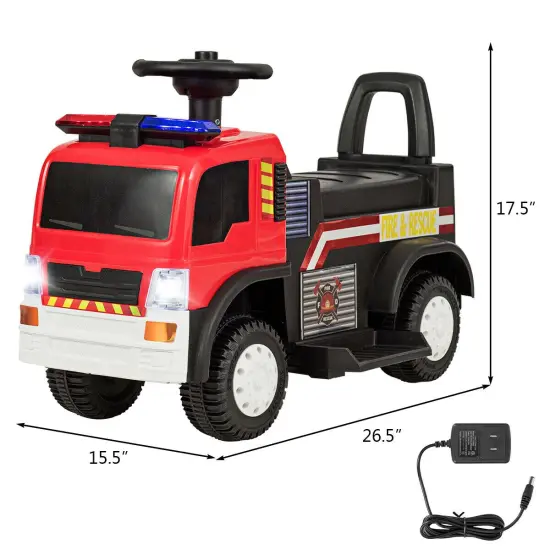 Costway Kids 6V Ride On Fire Truck Fire Engine Battery Powered w/ Siren {3}