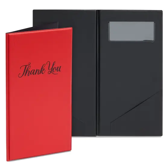 10 Pack Thank You Check Presenters for Restaurants, Red Guest Check Book for Server, Waiter, Waitress, Diners (1 Card Slot, 10.5 x 5.5 In) {7}
