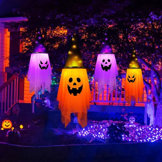 Set of 2 Halloween Hanging Ghosts {4}