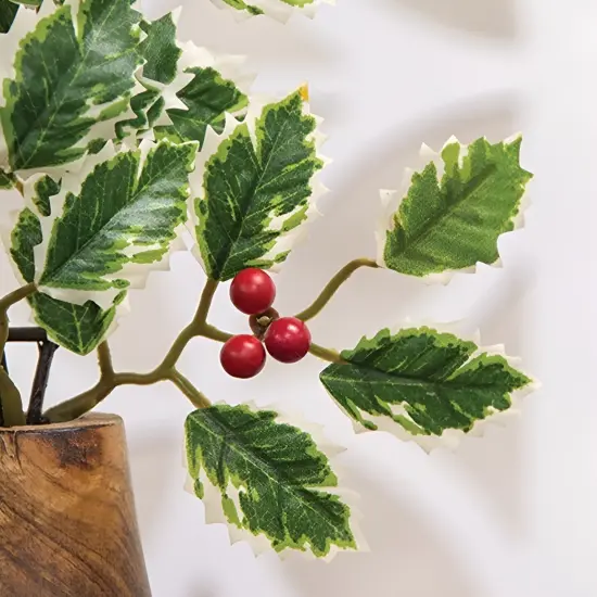 14-Inch Mini Holly Pick with Red Berries and Green Leaves for Holiday Wreaths and Crafts {3}