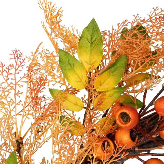 Northlight Berry, Caspia and Leaves Fall Harvest Artificial Wreath - 24" Yellow {7}