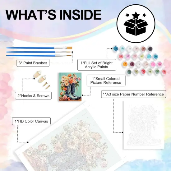 Cowboy Boots Paint by Numbers Kit for Adults Beginner {3}