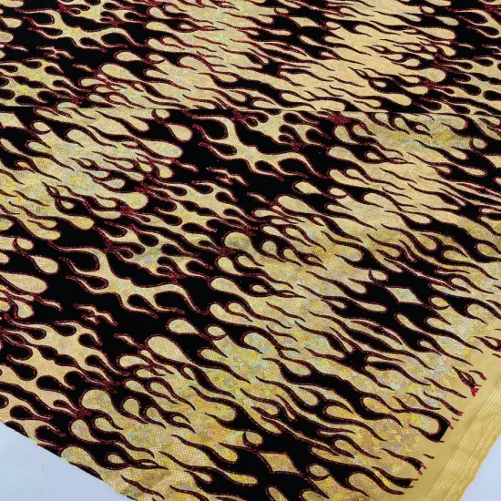 1 Yard Hot Rod Tricot Holographic Spandex Fabric Black Flocking Flames Red Glitter 4 Way Stretch 58-60 inches width Hot Pink {3}