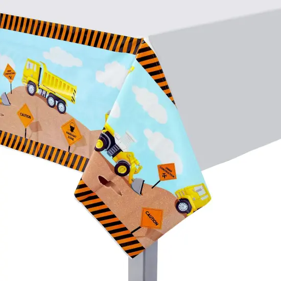 Plastic Table Cloth Cover for Kids Construction Birthday Party Supplies and Decoration (54 x 108 in, 3 Pack) Yellow {5}