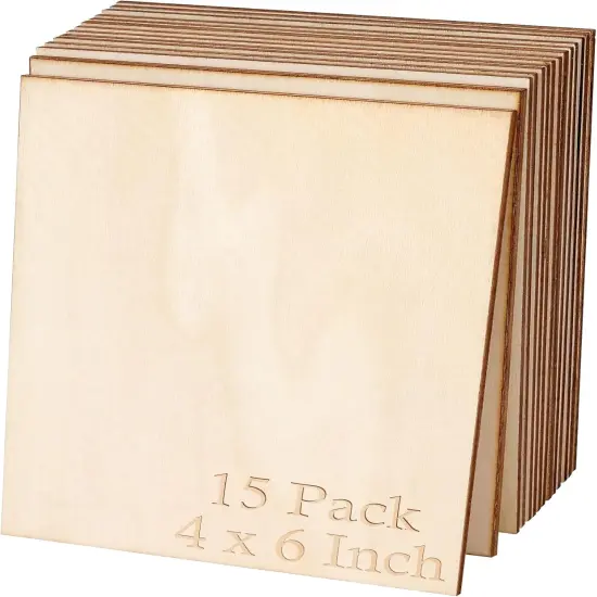 15PCS 4x6 Inch Wood Squares Unfinished Square Wood Pieces {1}