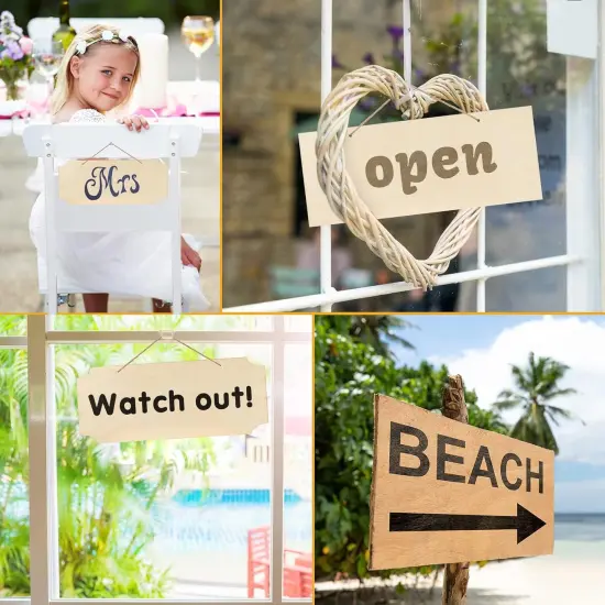 10 Pcs Unfinished Hanging Wood Sign 9. 8 x 3. 9 Inch {5}