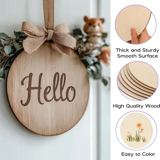 6 Pack Wood Circles for Crafts, 8 Inch Unfinished Wood Circles Discs {5}