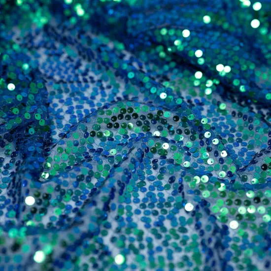 1 Yard Premium Mandy Mesh Sequin Fabric, 58" Cut Width, 50" Usable Width, 92% Polyester, 8% Spandex Navy {2}