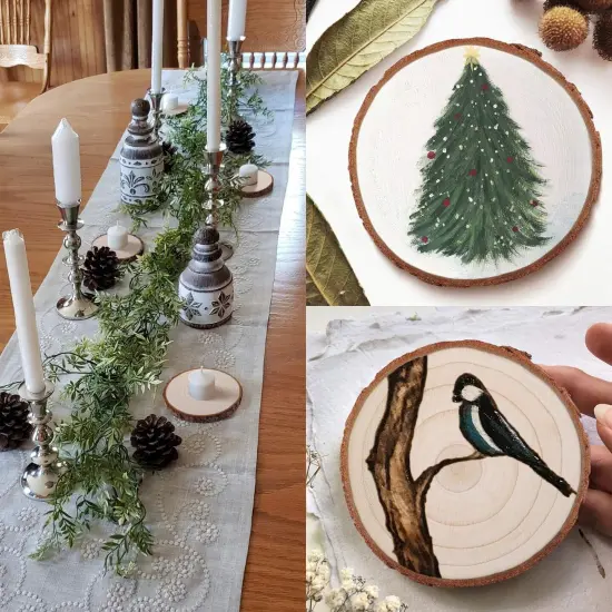 Unfinished Wood Slices for Centerpieces, 8Pcs 5.5-6 Inch {4}