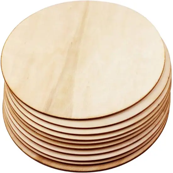 10 Pack 8 Inch Unfinished Natural Wood Round Circle {3}
