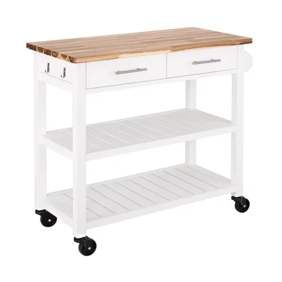 Seville Classics Acacia Top Kitchen Cart, 38.4&rdquo; W x 18.5&rdquo; D x 35.75&rdquo; H {2}