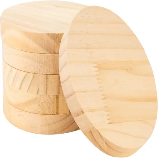 6 Pack 6 Inch Round Wooden Plaque {1}