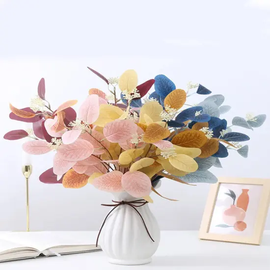 6pcs Artificial Eucalyptus Stems Blue Fake Eucalyptus Leaves Tall Eucalyptus Branches Floral Decorations for Boho Home Decor Flowers Arrangement {5}