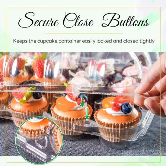 12 Count Cupcake Containers 12 Pack Cupcake Holders Plastic Stackable Cupcake Boxes with Detachable Tall Dome Lids and 144 Liners for 144 Cupcakes, BPA Free, Standard Size {4}