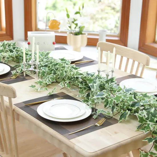 Ivy Vines,71 Inch 2 Pcs, Fake Ivy Vines Garland, Green and White Vine, Faux Ivy, Vines for Bedroom,Wall Decorations Vine,Garden Party Decorations Ivy, Wedding Decor Vine {5}