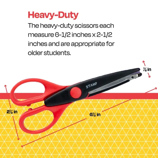 School Smart Paper Edger Scissor Set with Stand, Assorted Designs, Pack of 12 {7}