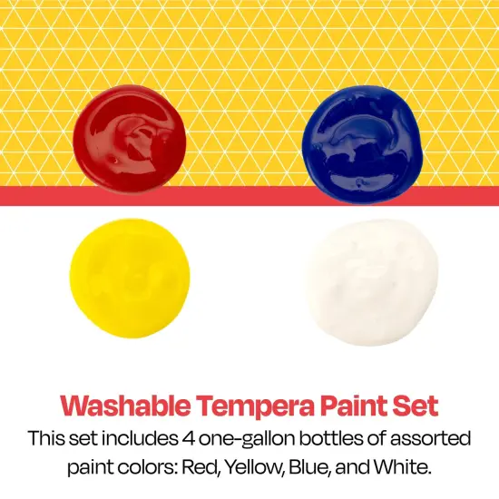 School Smart Washable Tempera Paints, 1 Gallon Bottles, Assorted Colors, Set of 4 {3}
