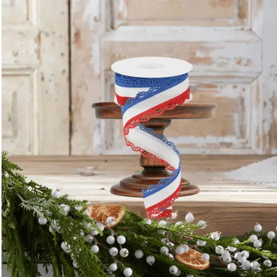 1.5" Scalloped Edge Ribbon: RWB (10 Yard) {4}