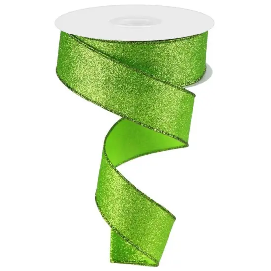 1.5" Shimmer Glitter Ribbon: Lime Green (10 Yards) {1}