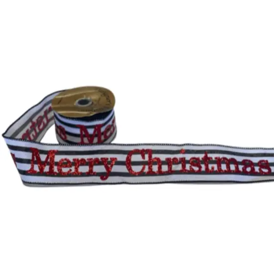 2.5" Merry Christmas Ribbon: Black/White {2}