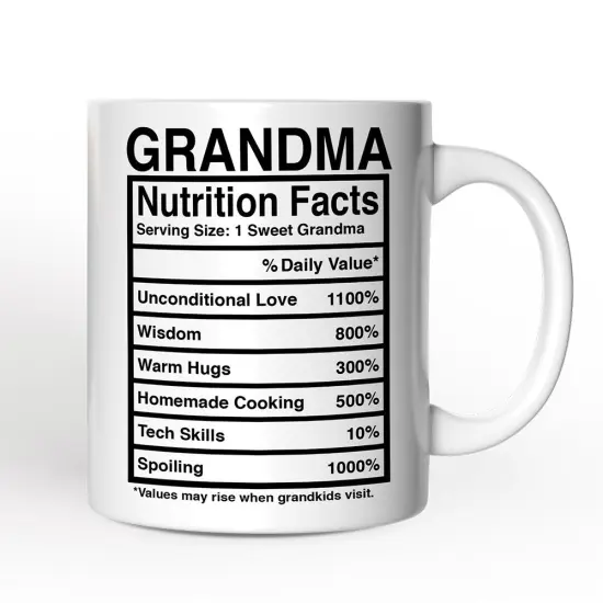 Grandma Nutrition Facts Mug, Birthday Gift {1}