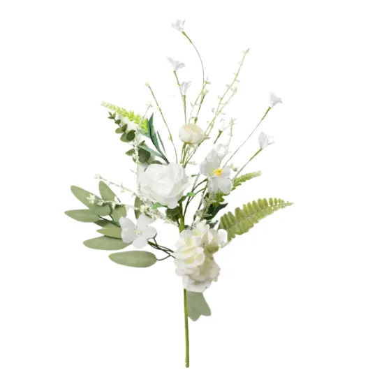 19" Rose Hydrangea Flower Spray: White/Cream {1}