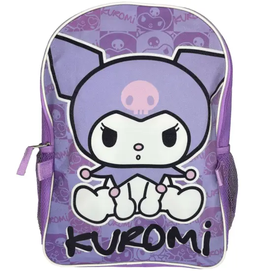 Hello Kitty Kuromi 16" Purple School Backpack and Rectangular Lunch Bag Attached {3}