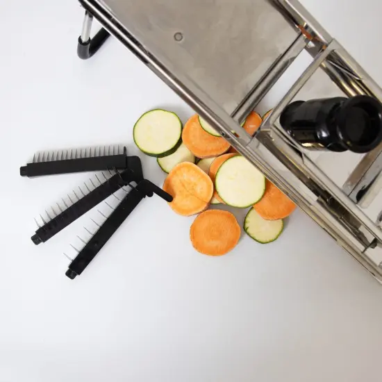 Lehman's Foldable Mandoline Veggie Slicer, Interchangeable Blades for All-In-One Vegetable Slicing, Easy to Clean, Store Flat {5}