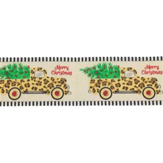 2.5" Leopard Merry Christmas Ribbon: Natural (10 Yards) {3}