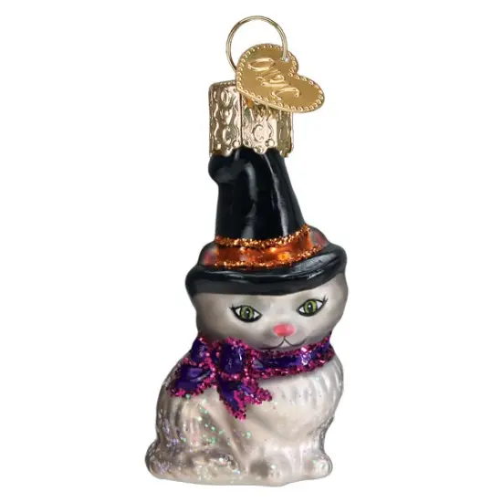 Gumdrop Mini Witch Cat Glass Ornament {1}