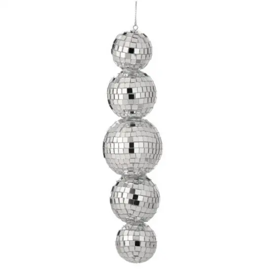 9" Multi Mirror Ball Ornament: Silver {1}
