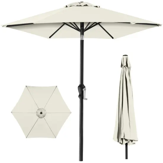 Best Choice Products 10ft Outdoor Steel Market Patio Umbrella w/ Crank, Tilt Push Button, 6 Ribs Carnation {7}