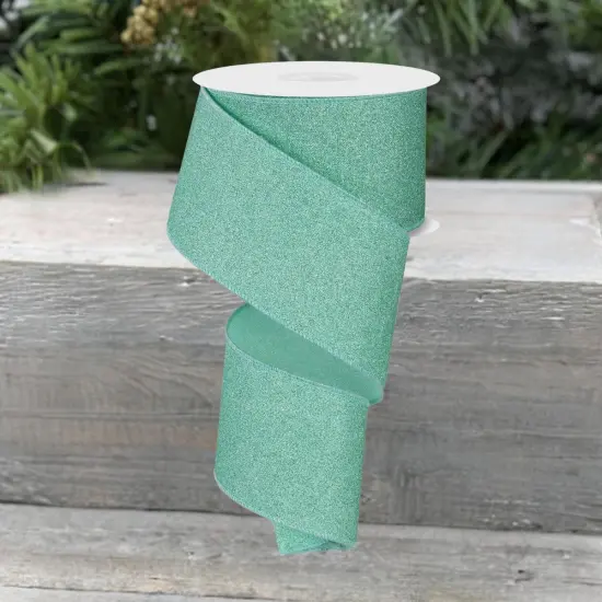 2.5" Fine Glitter on Royal Ribbon: Mint Green (10 Yards) {3}