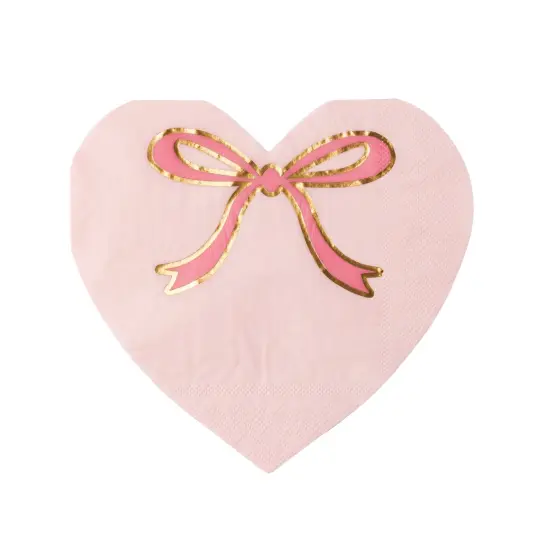 PETAL PINK BOW HEART LARGE NAPKIN {1}