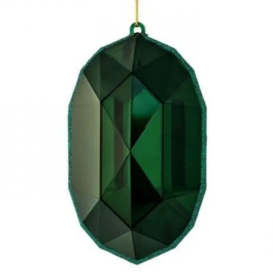 6.5" Acrylic Oval Jewel Ornament: Emerald Green {1}