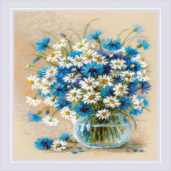 Daisies and Cornflowers R2249 Counted Cross Stitch Kit {1}