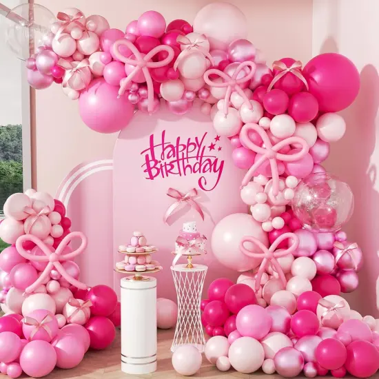 140-Pc Hot Pink Balloon Arch Kit &ndash; 18 Inches {1}