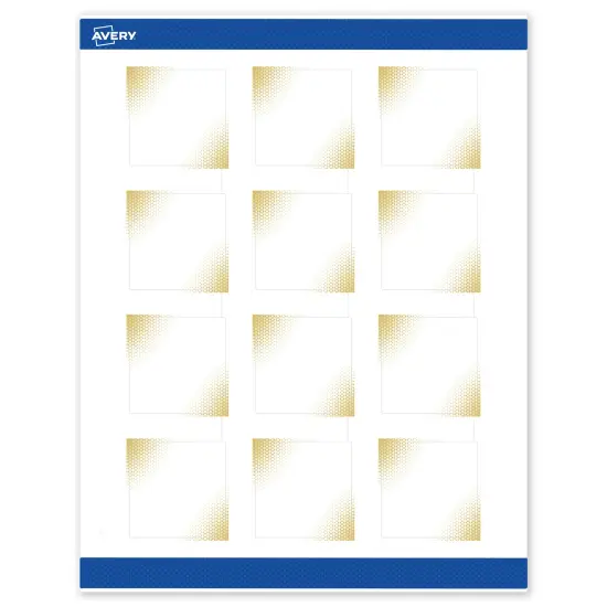Avery Printable Square Labels with Sure Feed Technology, Pre-Printed Gold Blush Pattern, Matte White, 2" x 2", Laser & Inkjet Compatible, 120 Total, Great for Branding, Marketing, and Events {1}