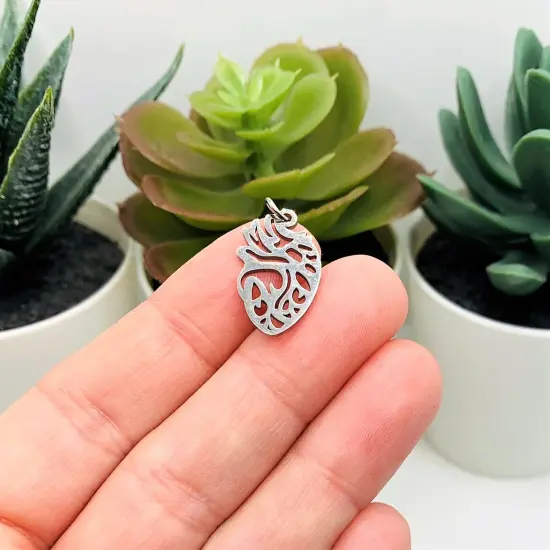 Stainless Steel Anatomical Heart Pendant, 20x12mm {2}