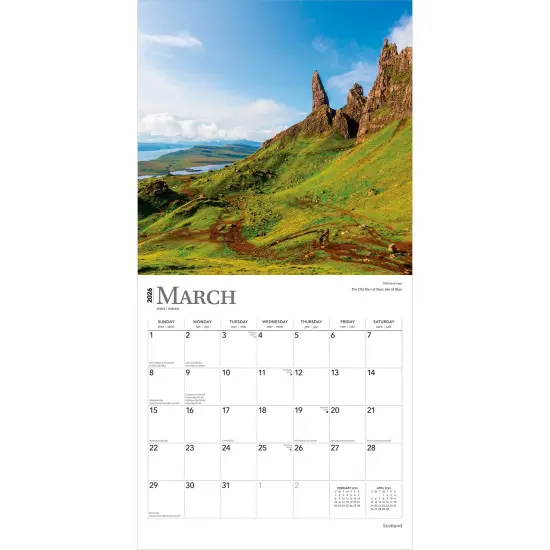 Scotland | 2026 12 x 24 Inch (Hanging) Monthly Square Wall Calendar | Plastic-Free {3}