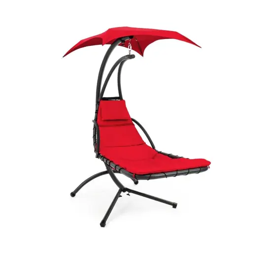 Polyester Hammock Chair Porch Swing with Canopy and Cushion Red {7}