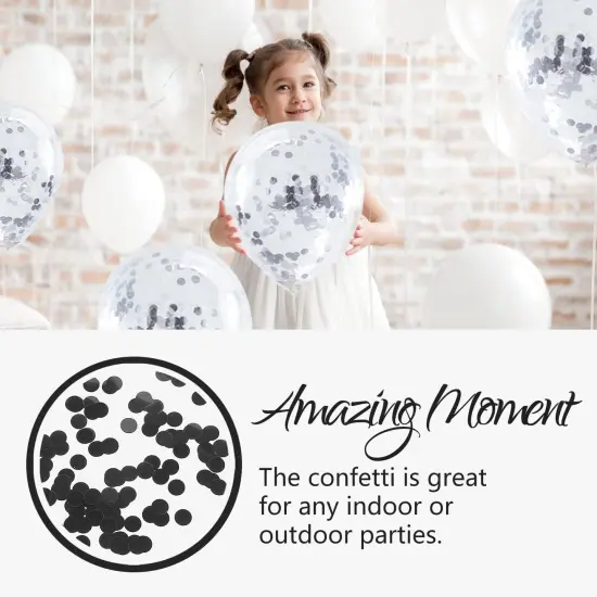 Black Metallic Glitter Foil Confetti 1.8oz - 0.6inch Round Table Confetti Dots {5}