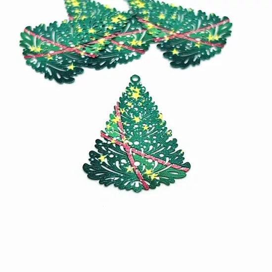 Green Filigree Christmas Tree, 40x29mm {1}
