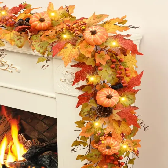 Fall Decor - 5.9 FT Fall Garland for Mantle {1}