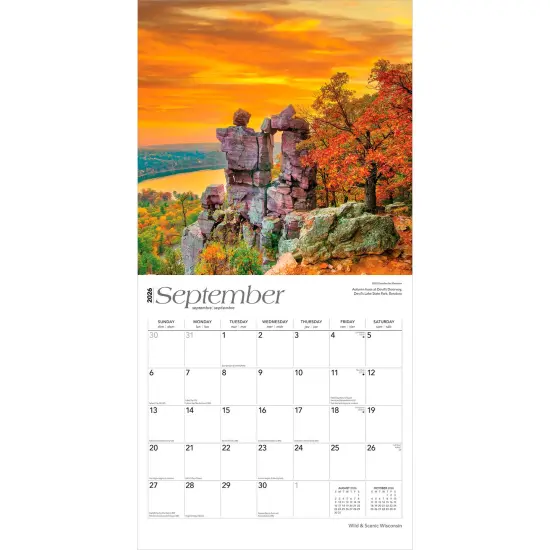 Wisconsin Wild & Scenic | 2026 12 x 24 Inch (Hanging) Monthly Square Wall Calendar | Plastic-Free {4}