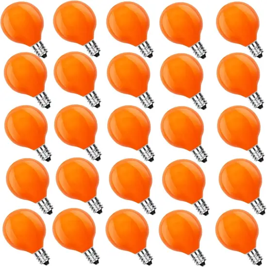 25 Pack G40 Orange Halloween String Lights Replacement Light Bulb {1}